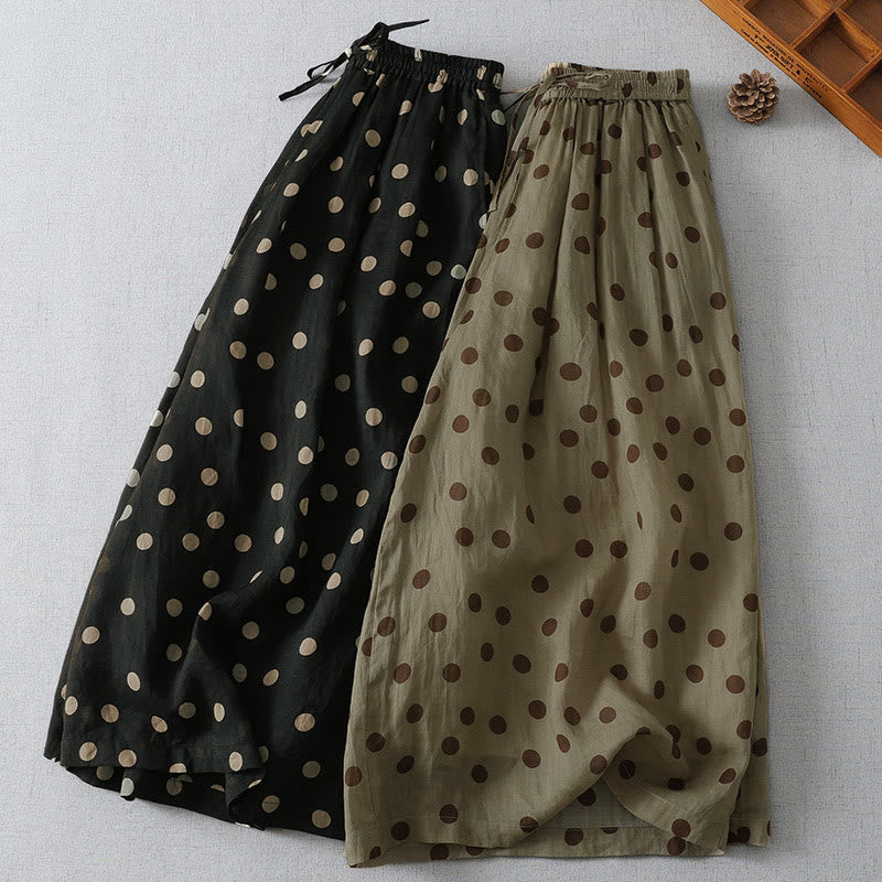 Nimara Ritual Summer Casual Vintage Drawstring Polka Dot Women's Cropped Pants With Pockets