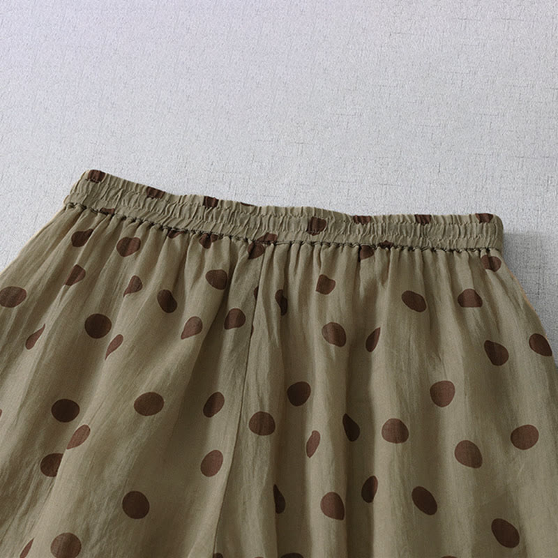 Nimara Ritual Summer Casual Vintage Drawstring Polka Dot Women's Cropped Pants With Pockets