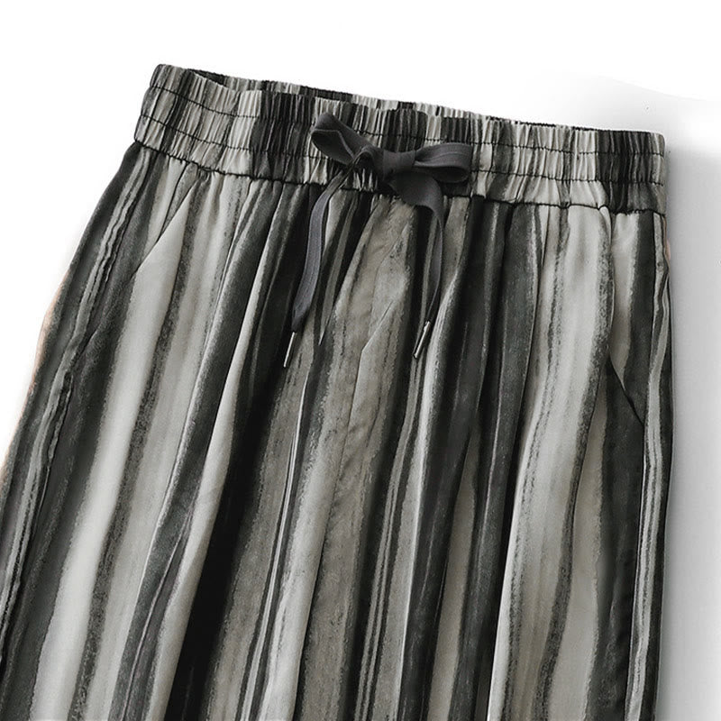 Nimara Ritual Summer Casual Elegant Drawstring Vertical Striped Long Pants Women's Straight Leg Pants With Pockets
