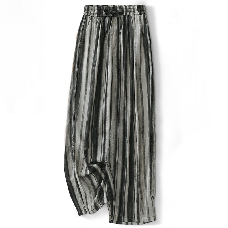 Nimara Ritual Summer Casual Elegant Drawstring Vertical Striped Long Pants Women's Straight Leg Pants With Pockets