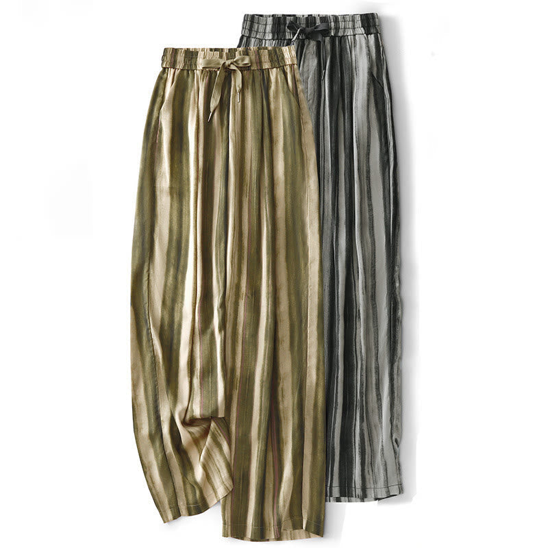 Nimara Ritual Summer Casual Elegant Drawstring Vertical Striped Long Pants Women's Straight Leg Pants With Pockets