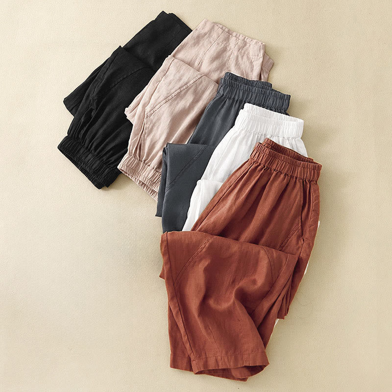 Nimara Ritual Spring Summer Casual Minimalist Solid Cropped Women's Harem Pants With Pockets