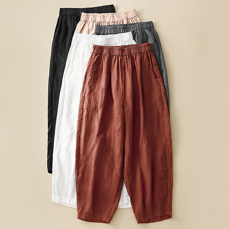 Nimara Ritual Spring Summer Casual Minimalist Solid Cropped Women's Harem Pants With Pockets
