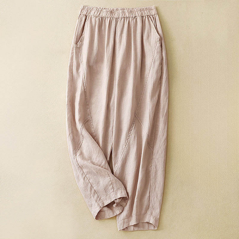 Nimara Ritual Spring Summer Casual Minimalist Solid Cropped Women's Harem Pants With Pockets