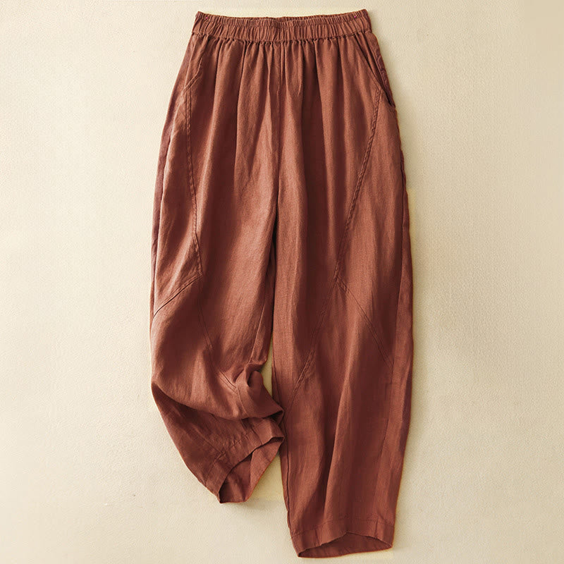 Nimara Ritual Spring Summer Casual Minimalist Solid Cropped Women's Harem Pants With Pockets