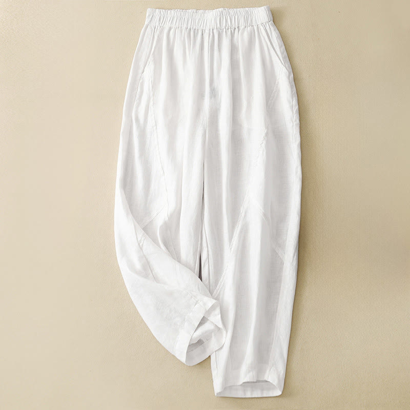 Nimara Ritual Spring Summer Casual Minimalist Solid Cropped Women's Harem Pants With Pockets