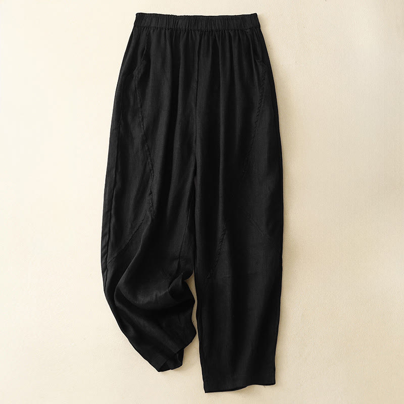 Nimara Ritual Spring Summer Casual Minimalist Solid Cropped Women's Harem Pants With Pockets