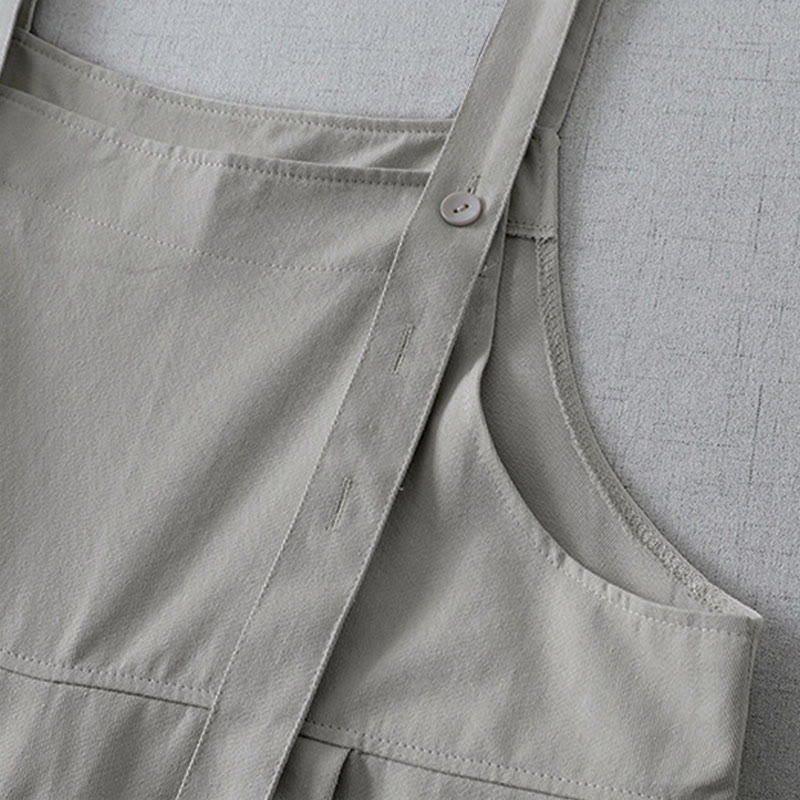 Nimara Ritual Spring Summer Casual Minimalist Solid Button-Up Women's Jumpsuit With Pocket
