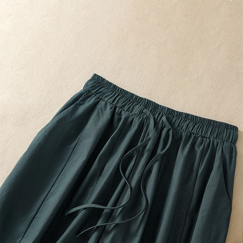 Nimara Ritual Summer Casual Minimalist Drawstring Solid Women's Cropped Pants With Pockets