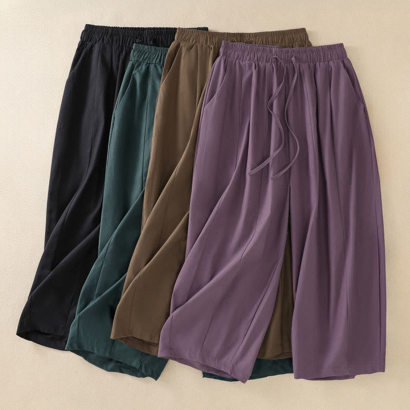 Nimara Ritual Summer Casual Minimalist Drawstring Solid Women's Cropped Pants With Pockets