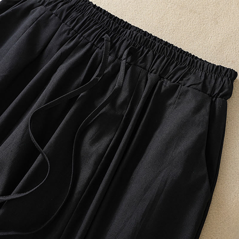 Nimara Ritual Summer Casual Minimalist Drawstring Solid Women's Cropped Pants With Pockets