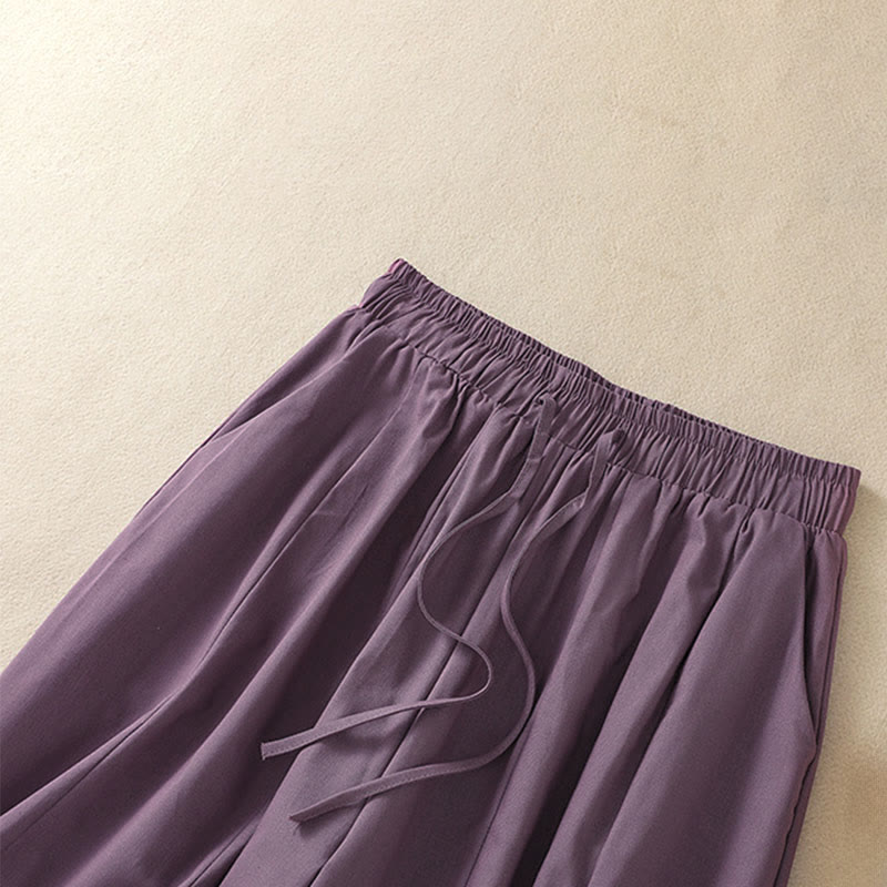 Nimara Ritual Summer Casual Minimalist Drawstring Solid Women's Cropped Pants With Pockets
