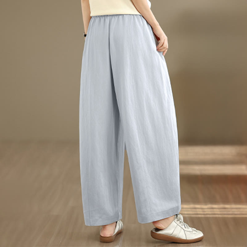 Nimara Ritual Summer Casual Drawstring Solid Cropped Pants Women's Wide Leg Pants With Pockets