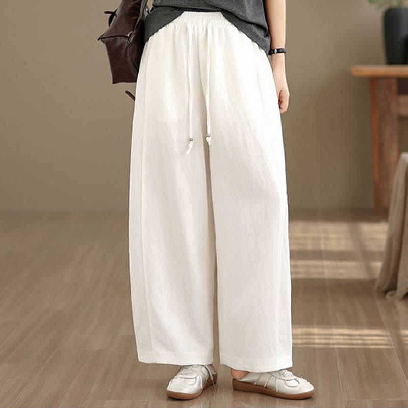 Nimara Ritual Summer Casual Drawstring Solid Cropped Pants Women's Wide Leg Pants With Pockets