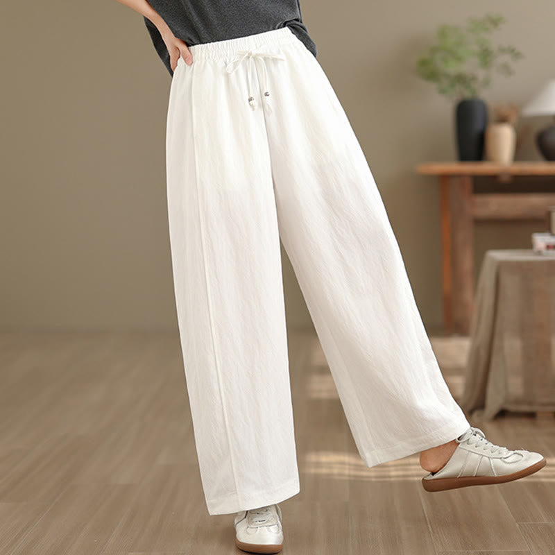 Nimara Ritual Summer Casual Drawstring Solid Cropped Pants Women's Wide Leg Pants With Pockets