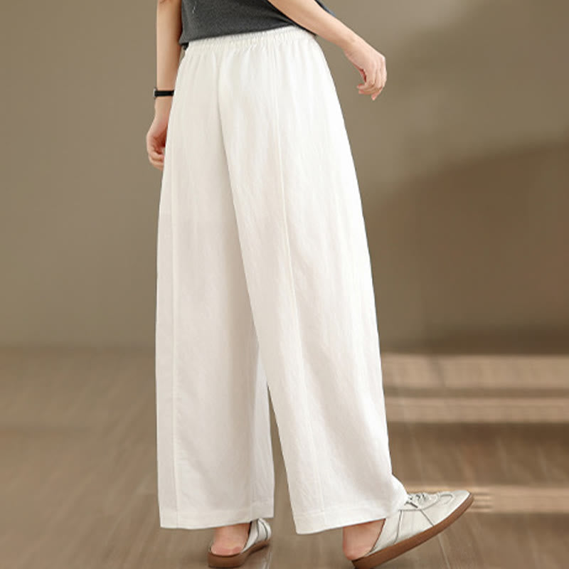 Nimara Ritual Summer Casual Drawstring Solid Cropped Pants Women's Wide Leg Pants With Pockets