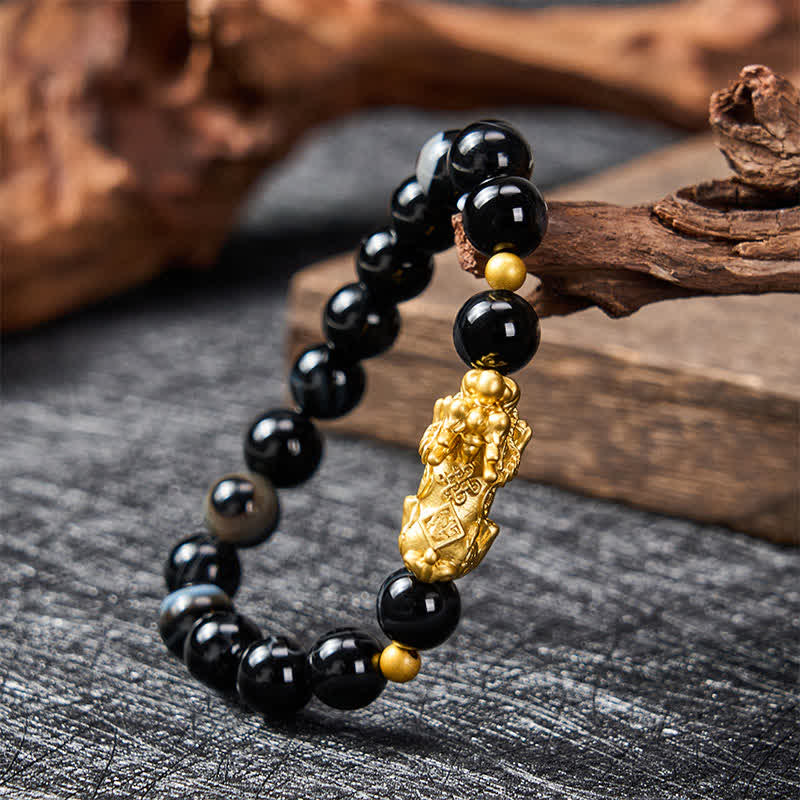 Nimara Ritual PiXiu Brown Striped Agate Wealth Bracelet