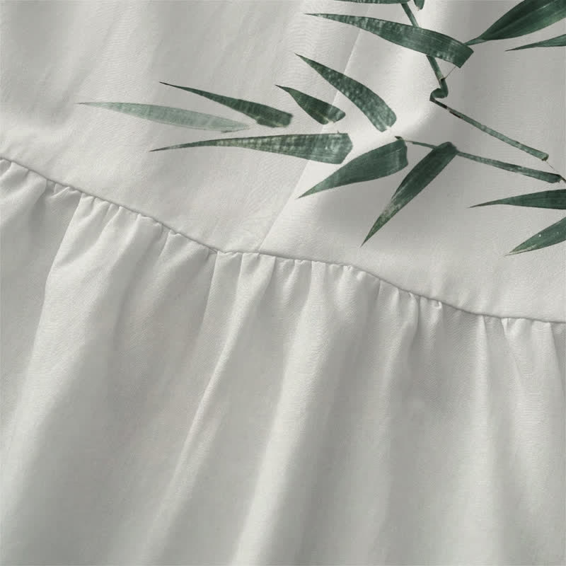 Nimara Ritual Summer Casual Bamboo Bird Pattern Women's Summer Sleeveless Midi Dress With Pockets