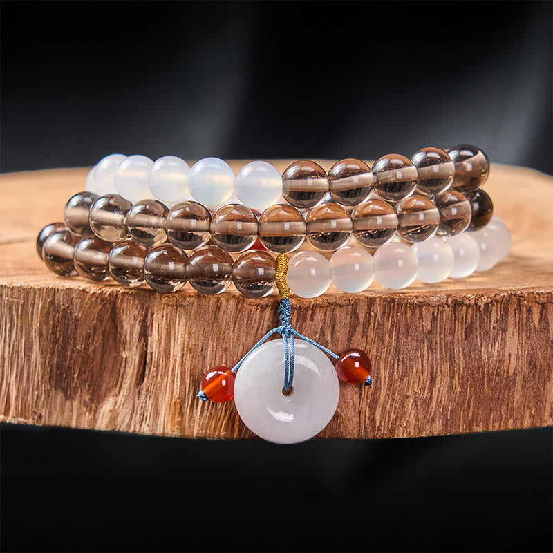 Nimara Ritual Ice Obsidian And White Chalcedony Peace Buckle Serenity Multi Wrap Bracelet