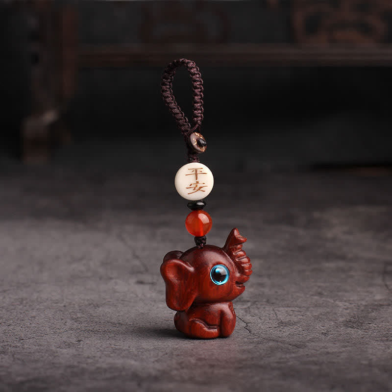 Nimara Ritual Green Sandalwood Elephant STRENGTH Braided Keychains