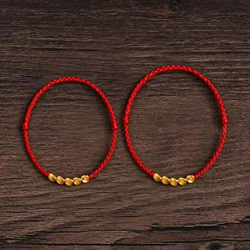 Nimara Ritual Hand-Woven Red String Twisted Beads Protection Braided Adjustable Bracelet