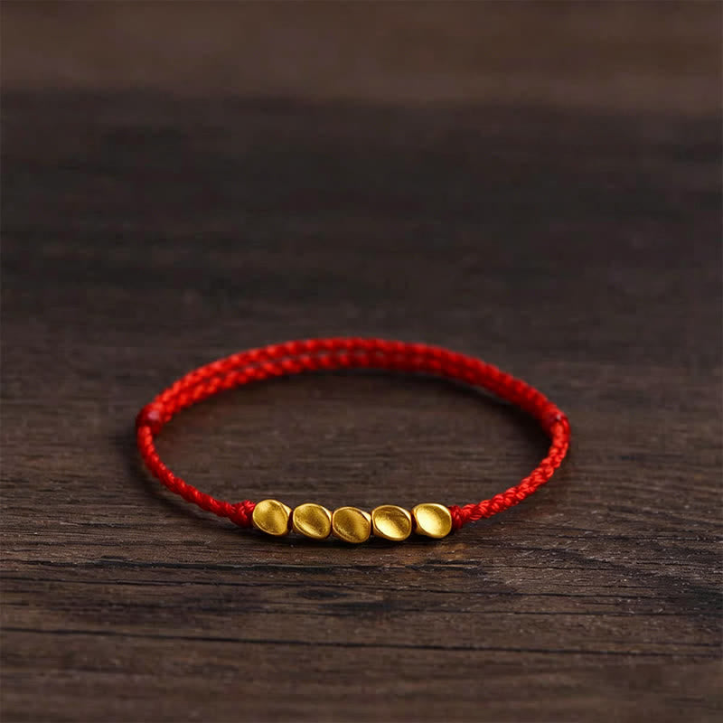 Nimara Ritual Hand-Woven Red String Twisted Beads Protection Braided Adjustable Bracelet