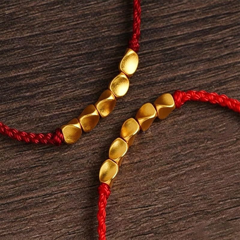 Nimara Ritual Hand-Woven Red String Twisted Beads Protection Braided Adjustable Bracelet