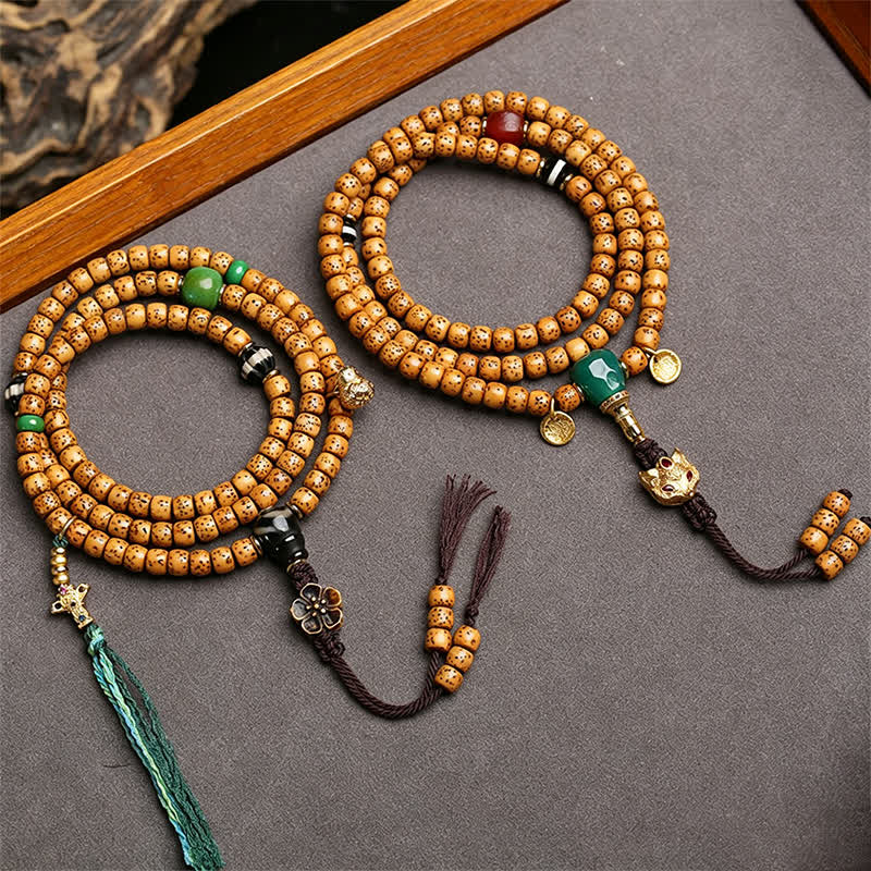 Nimara Ritual Star Moon Bodhi Seed Fox Gourd Wisdom Tibetan Handmade 108 Bead Mala