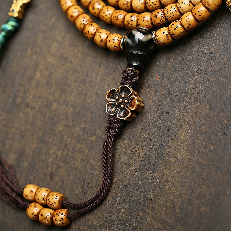 Nimara Ritual Star Moon Bodhi Seed Fox Gourd Wisdom Tibetan Handmade 108 Bead Mala