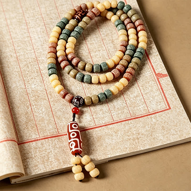 Nimara Ritual Bodhi Seed Hand-Woven Peace Vintage 108 Bead Mala