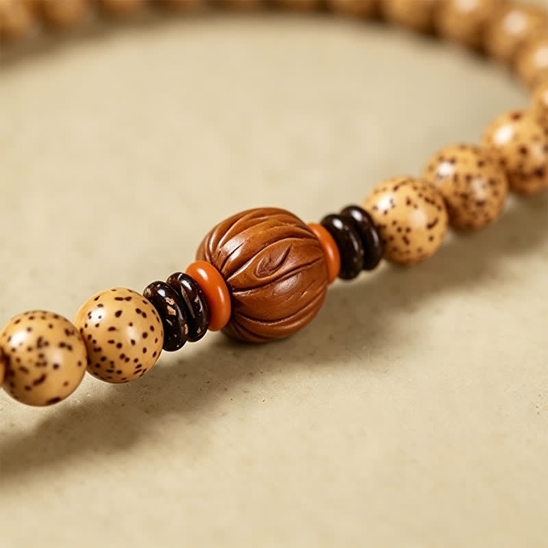Nimara Ritual Star Moon Bodhi Seed Lotus Pod Handcrafted Wisdom Round 108 Bead Mala