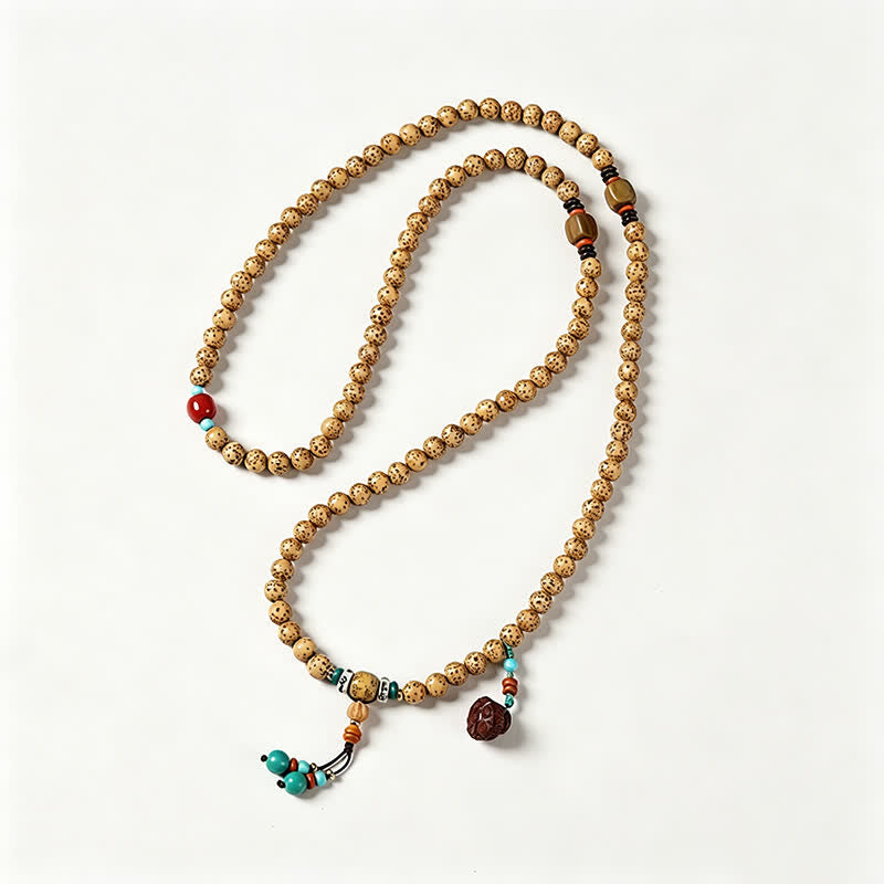 Nimara Ritual Star Moon Bodhi Seed Lotus Pod Handcrafted Wisdom Round 108 Bead Mala