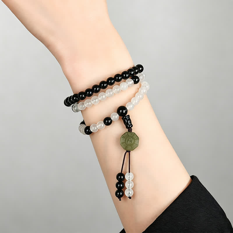 Nimara Ritual Black Obsidian Bagua Protection Hand Beaded Bracelet
