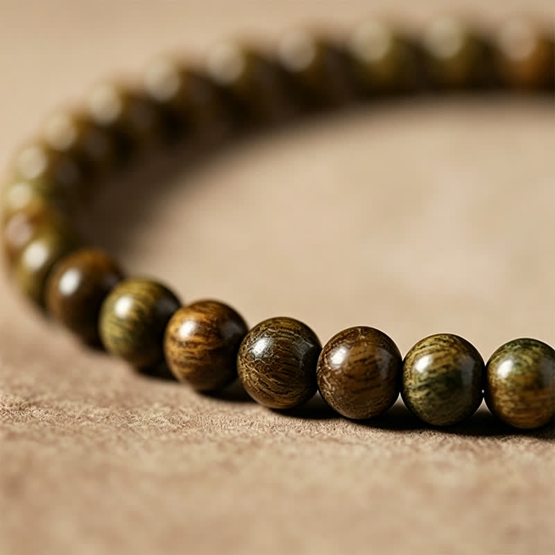 Nimara Ritual Green Sandalwood Serenity Hand-Woven Cat Charm Retro Ethnic Mala