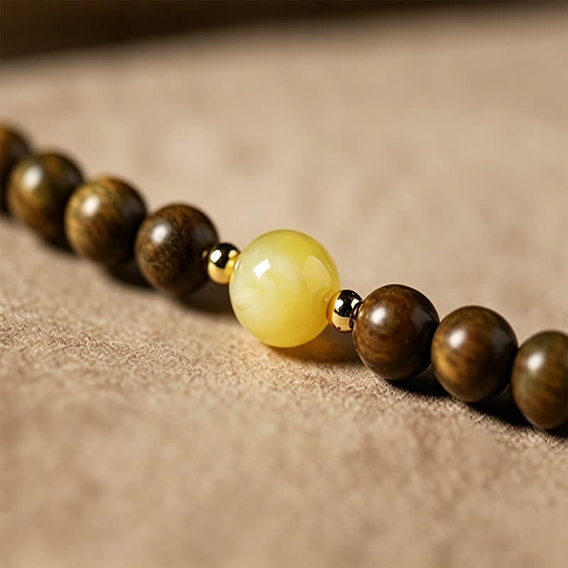 Nimara Ritual Green Sandalwood Serenity Hand-Woven Cat Charm Retro Ethnic Mala