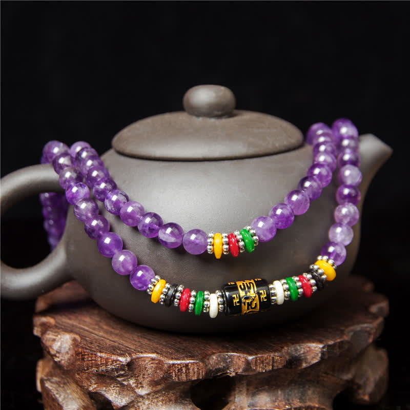 Nimara Ritual Amethyst Om Mani Padme Hum Purity Prayer 108 Bead Mala