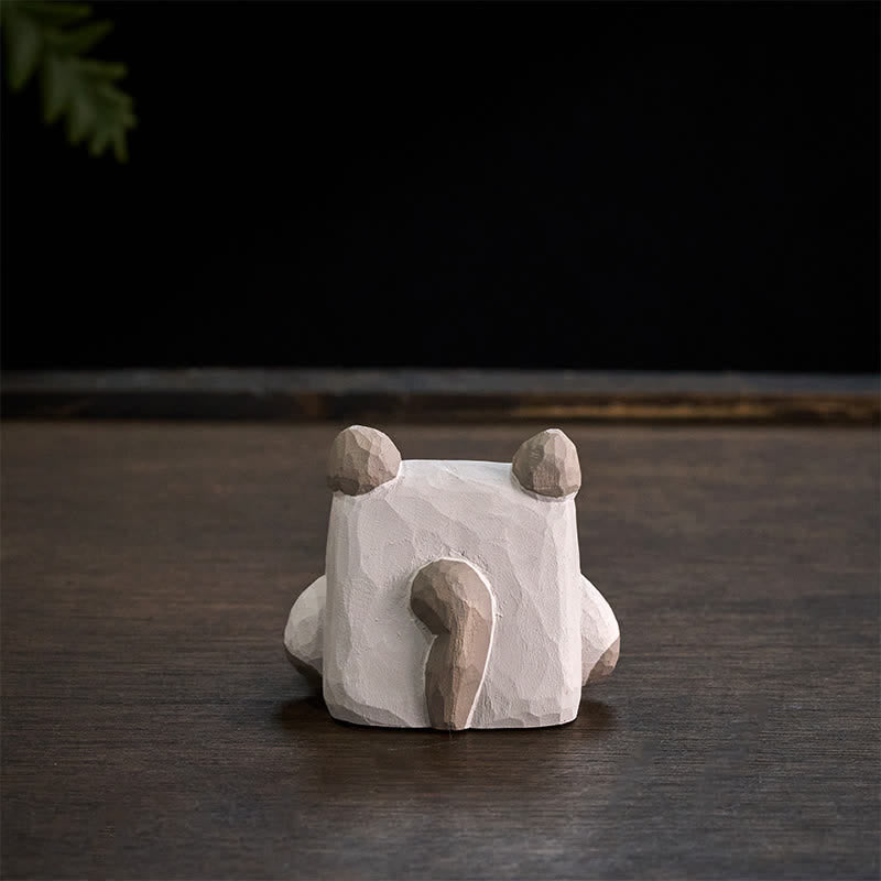 Nimara Ritual Hand-Carved Basswood Cute Animal Cat ELephant Desk Decoration