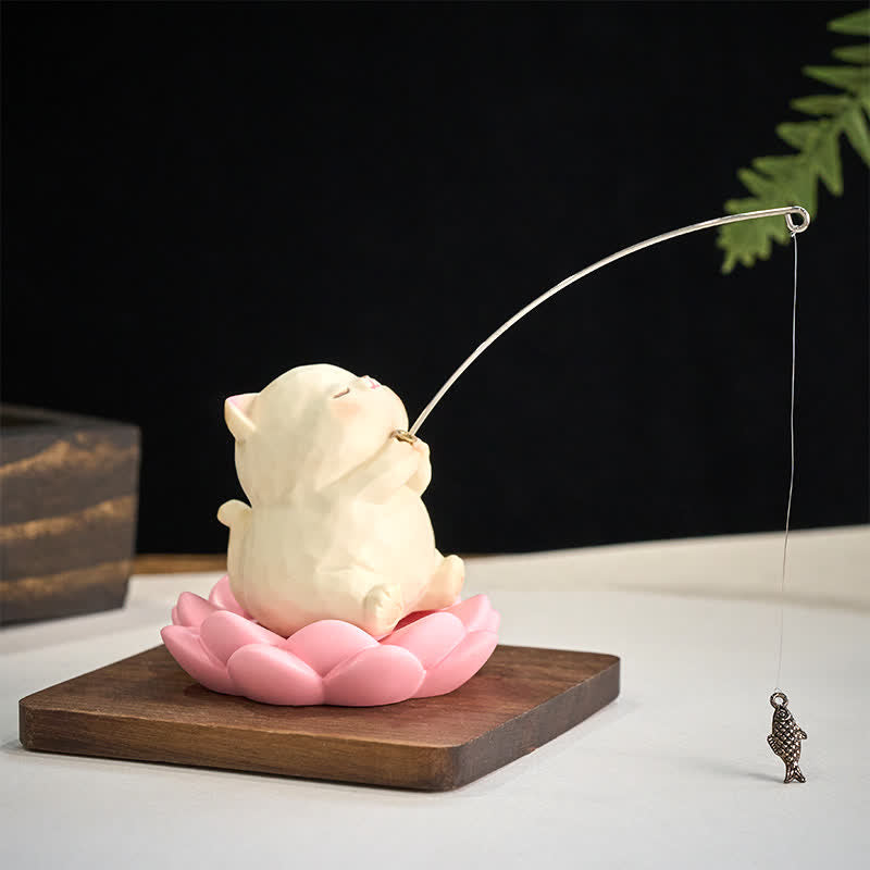 Nimara Ritual Resin Lotus New Beginnings Cute Animal Fishing Desk Decor
