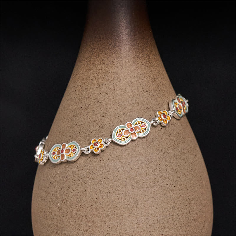 Nimara Ritual Copper Enamel Floral Pattern Healing Bracelet