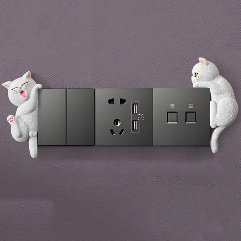 Nimara Ritual Painted Resin Cat Switch Cover Cute Animal Decor