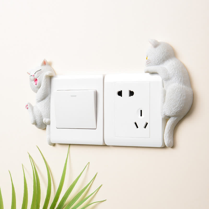 Nimara Ritual Painted Resin Cat Switch Cover Cute Animal Decor