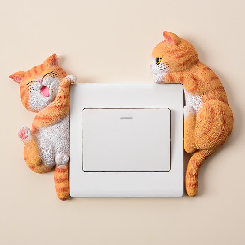 Nimara Ritual Painted Resin Cat Switch Cover Cute Animal Decor