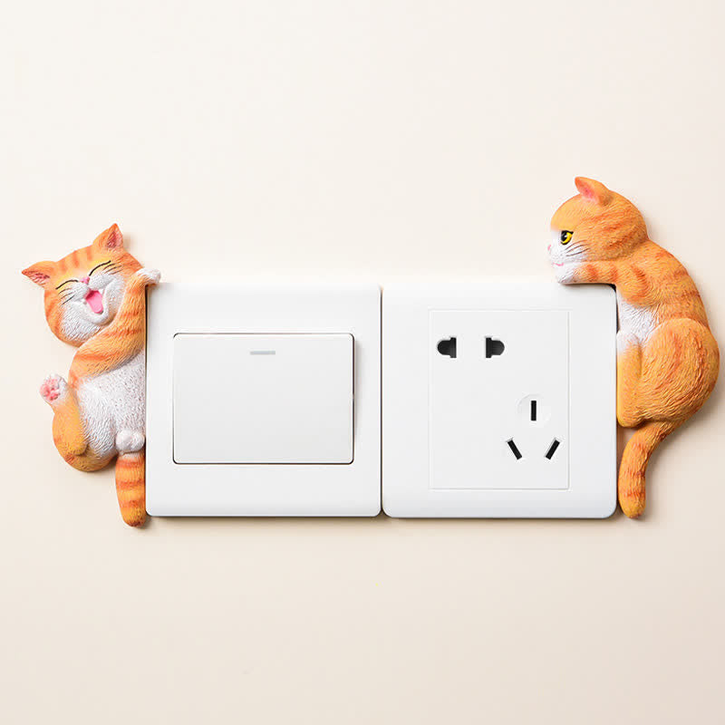 Nimara Ritual Painted Resin Cat Switch Cover Cute Animal Decor