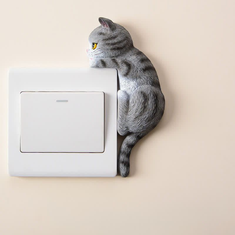 Nimara Ritual Painted Resin Cat Switch Cover Cute Animal Decor
