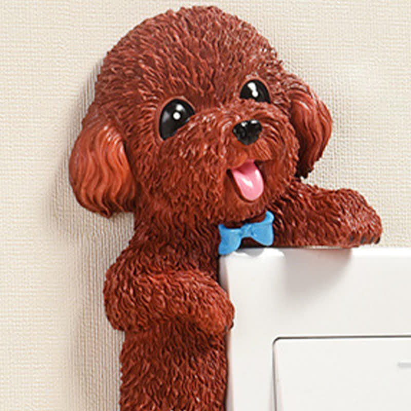Nimara Ritual Hand-Painted Resin Dog 3D Cute Decorative Switch Wall Sticker