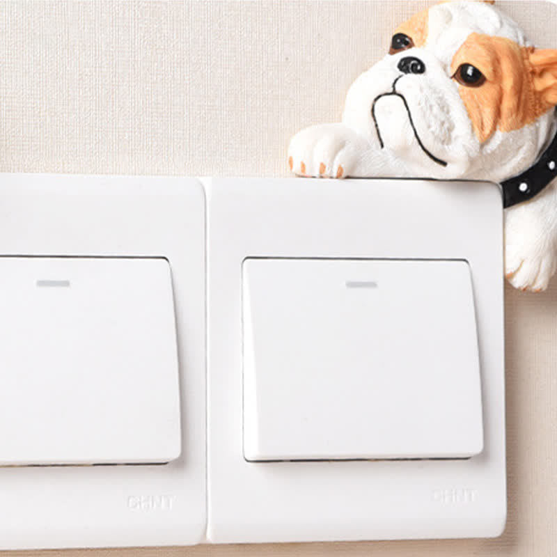 Nimara Ritual Hand-Painted Resin Dog 3D Cute Decorative Switch Wall Sticker