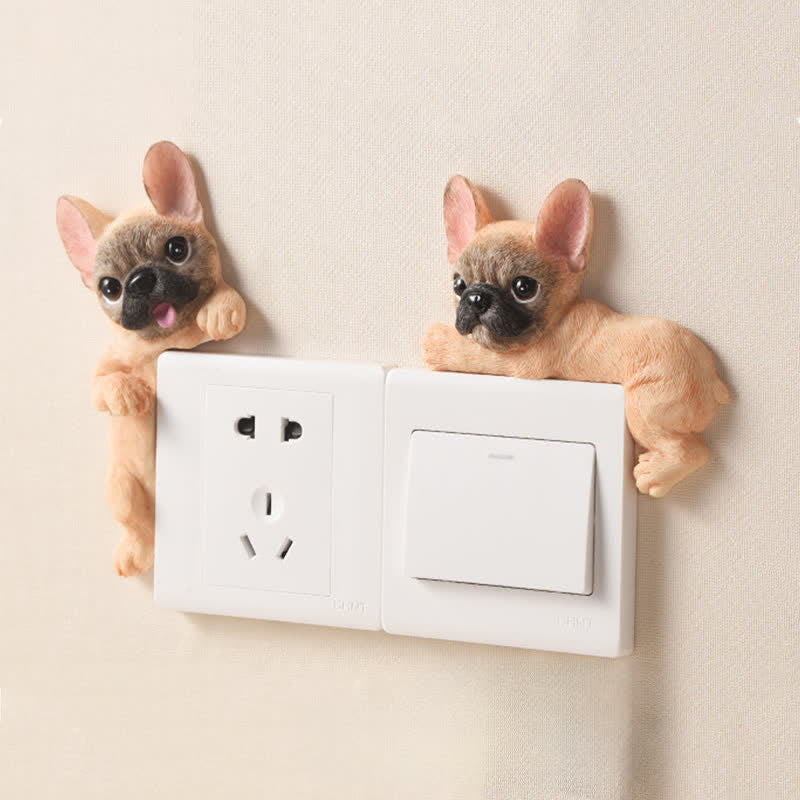Nimara Ritual Hand-Painted Resin Dog 3D Cute Decorative Switch Wall Sticker
