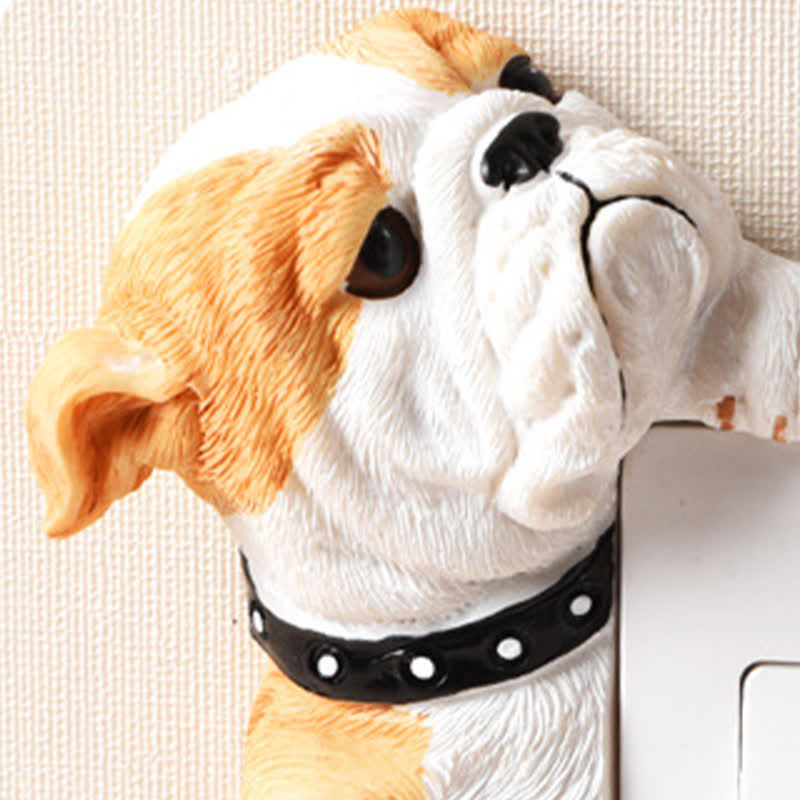 Nimara Ritual Hand-Painted Resin Dog 3D Cute Decorative Switch Wall Sticker