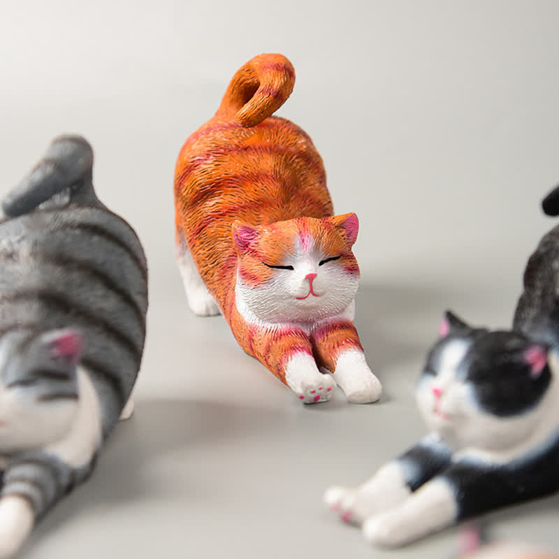 Nimara Ritual Hand-Painted Resin Lazy Kitten Animal Decoration