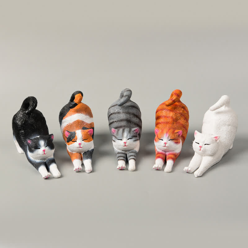 Nimara Ritual Hand-Painted Resin Lazy Kitten Animal Decoration